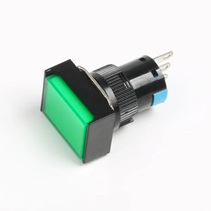 Green rectangle button with integrated led
